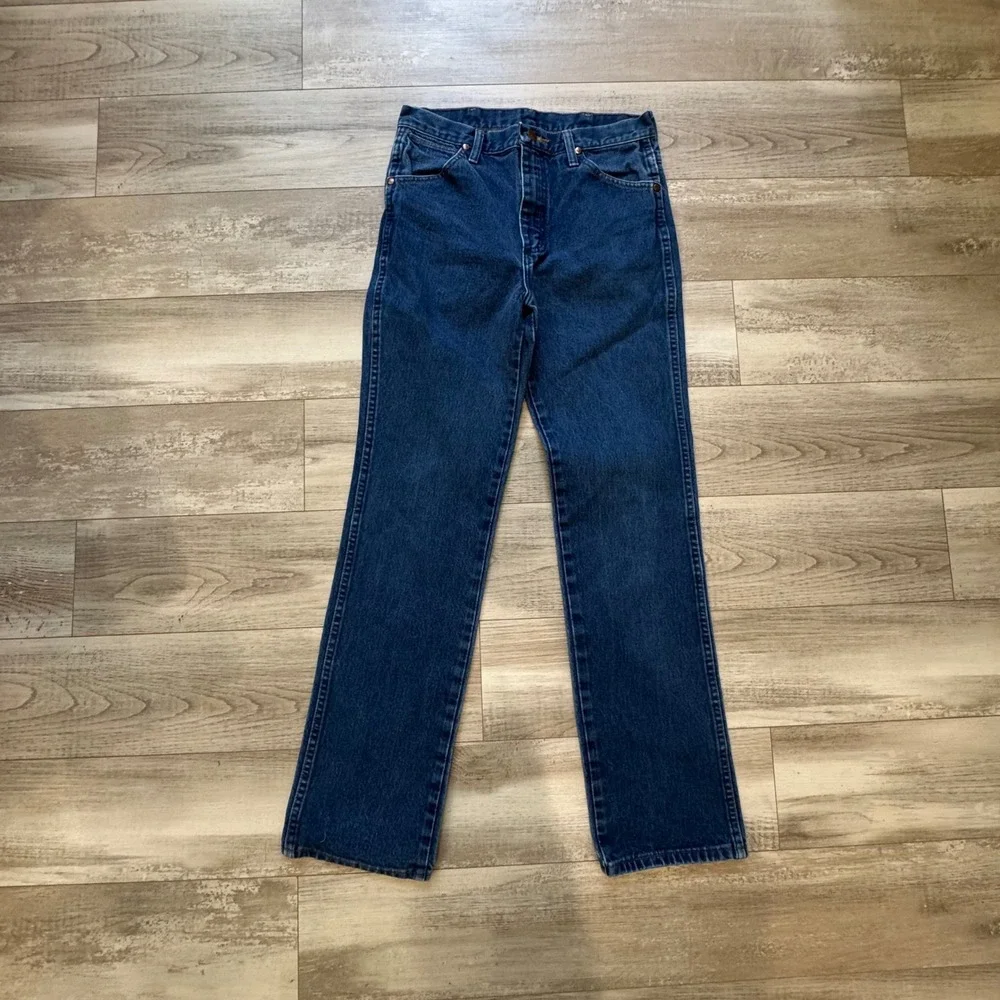 Vintage Y2K Wrangler 980DEN Straight Leg Blue Jeans 31x32 90s Western Cowboy